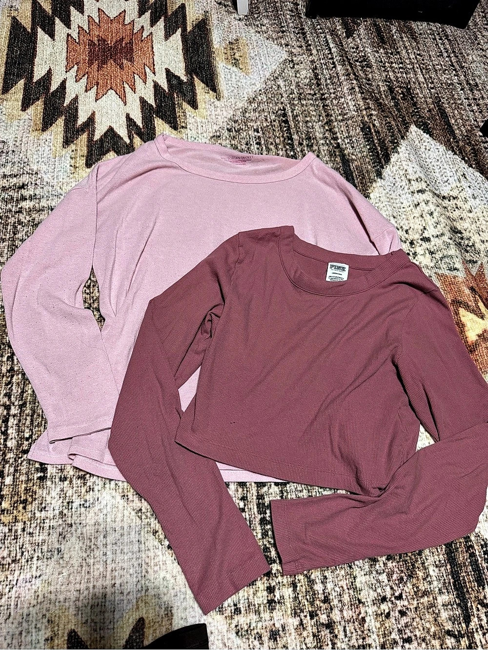 Two Victoria's Secret & PINK Long Sleeve Tops in Pink